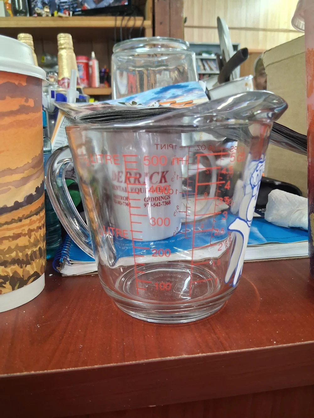 Pillsbury Doughboy Clear Glass Measuring Cup with Blue Logo